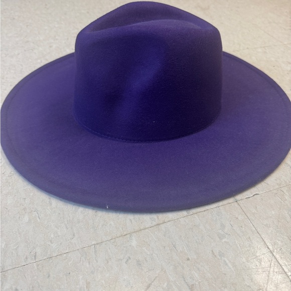 Purple Wide-Brimmed Fedora Hat - Picture 4 of 5